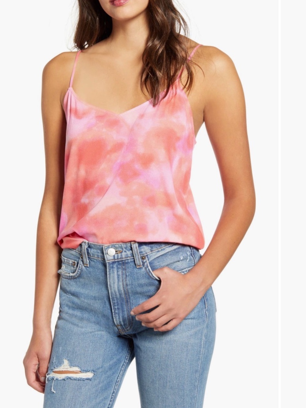 Leith Tie Dye Camisole XL Coral Calypso Tank Top EUC Trendy Y2K Summer
